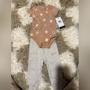 Nike Brown and Gray Kids One Piece Set
